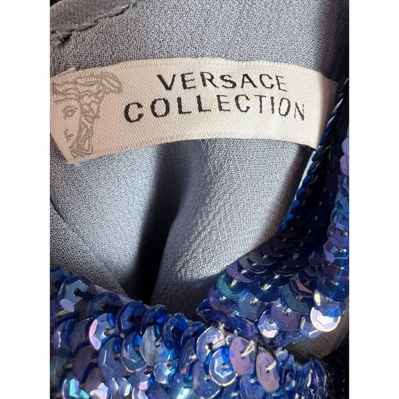 Versace Sequin Blue Couture Dress 38 - Picture 10 of 11